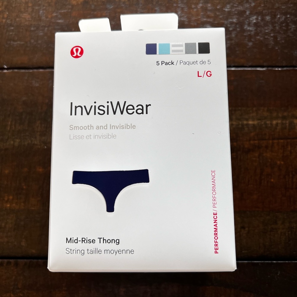 Lululemon InvisiWear 5 Pack, Mid-Rise Thong, Size Large, Brand New.